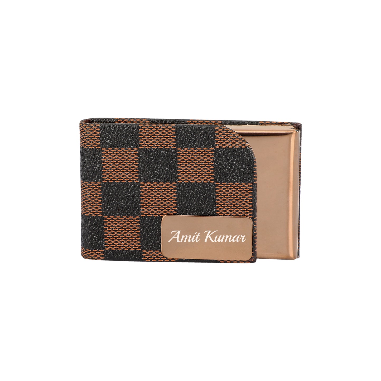 Combo Checkmate Rose Golden Visiting Card Holder + Pen