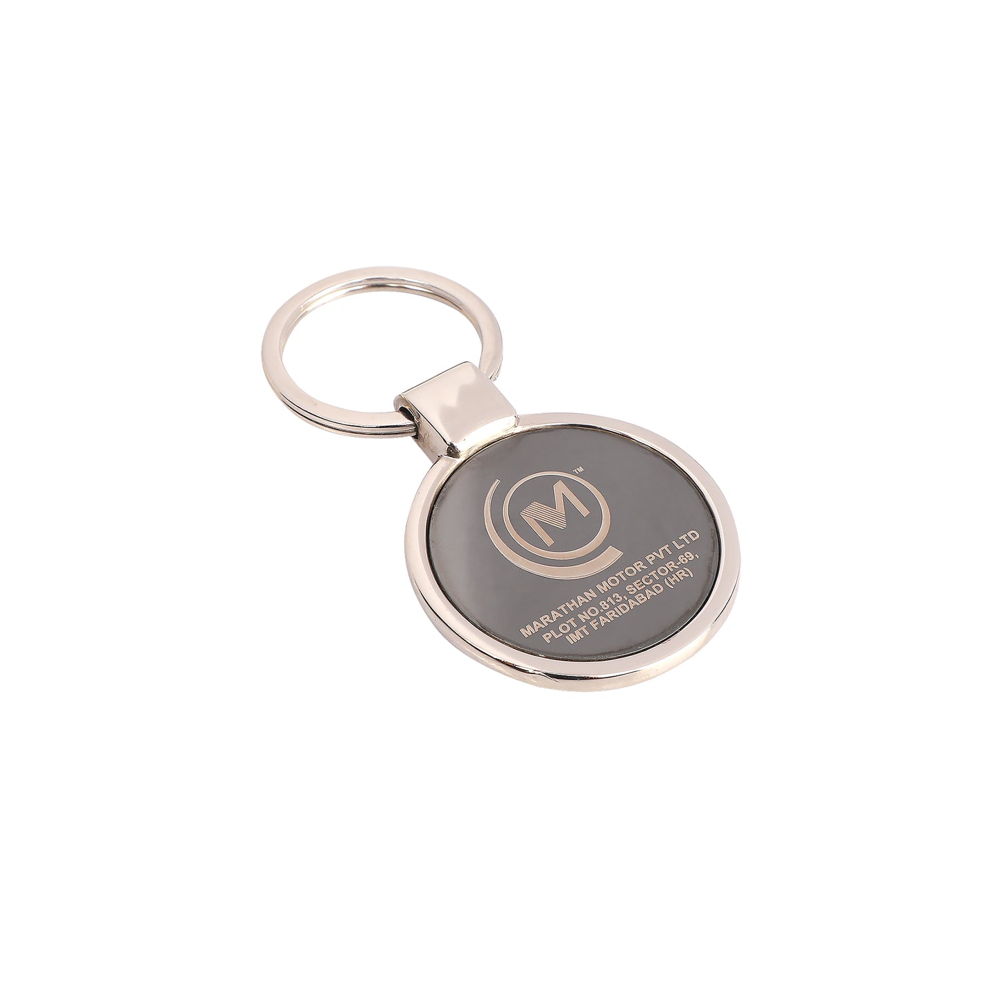 SILVER METAL ROUND KEYCHAIN