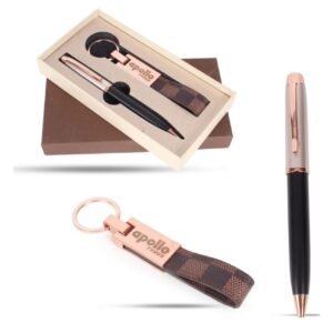 Luxury Personalized Gift Set ,[Rose Wine Pen With Keychain]