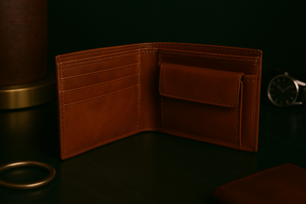 Brown Classic Leather Wallet with Coin Pocket 006