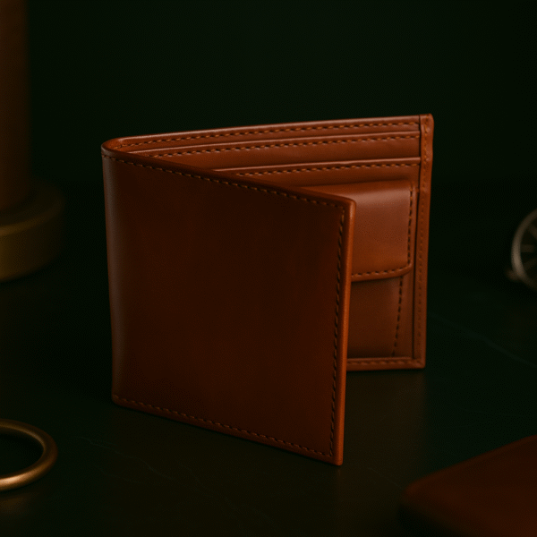 Brown Classic Leather Wallet with Coin Pocket 006 - Image 3